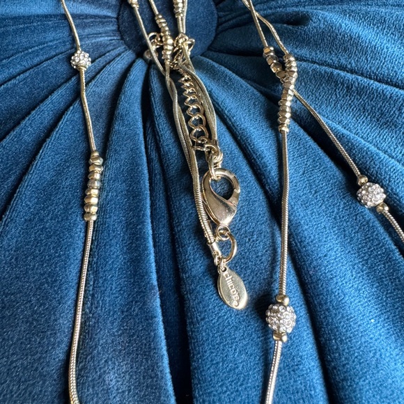 💯 CHICO'S Long Double Strand Gold Necklace | Round Pavé Balls - Picture 4 of 4